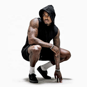 2025 haute qualité prix de gros hommes manches moins entraînement hommes à capuche en tissu de haute qualité coton Polyester homme manches moins - Product Image 3