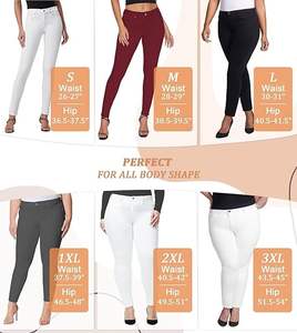 Pantalones vaqueros rasgados elásticos de cintura media de Color sólido a la moda para mujer de talla grande, Vaqueros ajustados informales de verano con decoración de botones - Product Image 3