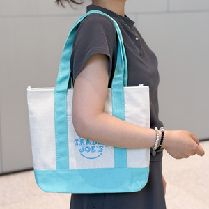 2025 tùy chỉnh thêu logo nhỏ nhỏ bạc hà màu xanh hồng kẹo màu Quà Tặng bông vải mua sắm Túi tote - Product Image 5