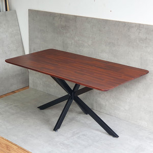 Table à manger rectangulaire Kane 03 160x80cm en bois d'acacia avec pieds en fer, meubles de salon assemblés pour la maison - BA68162 - Product Image 6