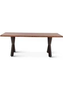 Mesa de centro con borde vivo de madera de acacia con base en X de Metal Industrial duradero, losa de madera Natural rústica para sala de estar, muebles para el hogar - Product Image 5