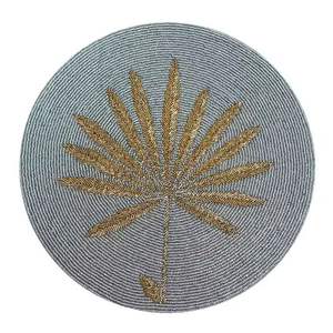 Unique Design Geometric Round Glass Beaded <b>Table</b> <b>Mat</b> Handmade Decorative <b>Place</b> <b>Mat</b> Glass Beaded Charger - Product Image 2