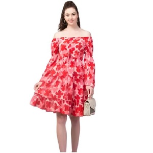 เดรสกระโปรงบานสำหรับผู้หญิงเดรสกระโปรงผ้าทอความยาวถึงเข่าชุดเดรสฤดูร้อนผลิตจากอินเดียเป็นมิตรกับสิ่งแวดล้อม - Product Image 2