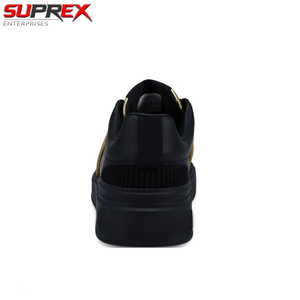 Baskets de skate noires et dorées pour hommes, chaussures de conduite, de marche et de ville élégantes et tendance en cuir véritable à lacets, imprimé léopard - Product Image 2