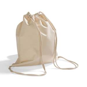Large Organic Cotton Canvas Drawstring <b>Backpack</b> Zipper Closure Customizable Logo <b>Foldable</b> Mesh for Advertising Storage Gift Use - Product Image 5