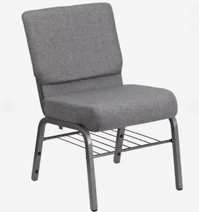 Silla de Iglesia Tapizada en Tela con Patas de Metal, Apilable, Asientos Comerciales para Teatro sin Brazos - Product Image 2