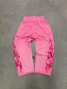 Personalizado nuevo diseño 100% algodón hombres lavado ácido crudo dobladillo rasgado pantalones acampanados pierna recta de gran tamaño pila holgada lavado pantalones de chándal - Product Image 3