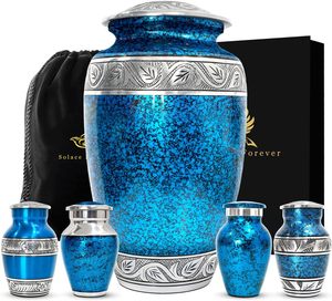Elegant Cremation <b>Urn</b> Set of 1 <b>Large</b> <b>Urn</b> for Ashes And 4 Small <b>Urns</b> for Humans - Product Image 1