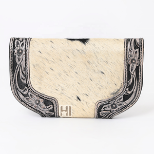 Tendencia 2023 hecho a mano cuero de vaca Natural pelo en la mano herramientas Mano embrague billetera triple para mujeres con solapa magnética - Product Image 5