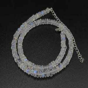 100% cuentas de piedra lunar de Fuego Azul Natural chapado en oro Collar de plata de ley 925 joyería regalo hecho a mano mujeres artesanía india - Product Image 1