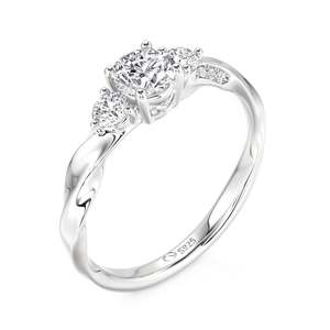 Anillo de Promesa Jeulia con Tres Piedras en Espiral - Plata de Ley con Moissanita Chapada en Rodio - Product Image 3