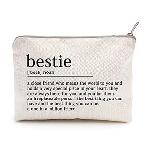 Beauty Case e Borsa Cosmetica in Lino con Stampa Lettere e Citazioni Motivazionali, Regalo per Sorella, Compagna di Stanza Universitaria, Compleanno - Product Image 1