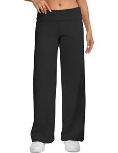 Custom Active Wear <b>Low</b> Waist Fold Over Leggings Straight Leg Gym Workout Sweat Pants Sports Wear for <b>Women</b> - Product Image 3