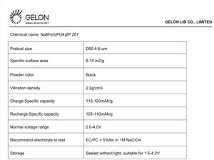 Di alta qualità sodio ferro fosfato (Na4Fe3(PO4)2 p2o7) in polvere per batterie agli ioni di sodio - Product Image 4