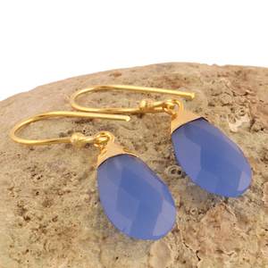 ต่างหูแฟชั่นทรงหยดน้ำตา,ต่างหูชุบทองมีตะขอทำจากหินลูกแพร์สีน้ำเงินสำหรับเป็นของขวัญให้เธอ - Product Image 4