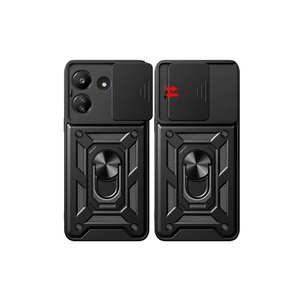 Coque en silicone bleue Netzy Poco C65 avec support magnétique, protection de l'appareil photo et fonction coulissante, modèle 5G, finition givrée - Product Image 4