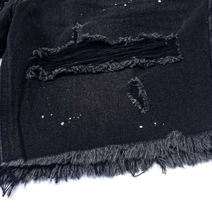 Streetwear pour hommes surdimensionné avec logo personnalisé noir de détresse déchiré à l'acide short en jean pour hommes - Product Image 5