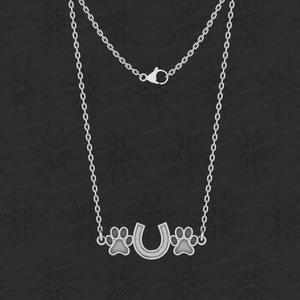 Genuine 925 Silver <b>Keepsake</b> <b>Dog</b> Paw & Horseshoe Collet Bezel Cup Charm Pendant Setting Semi Mount <b>Ashes</b> Stone Resin DIY Jewelry - Product Image 1