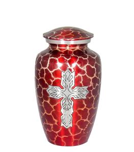 Celtic Cross Engraved Cremation <b>Urn</b> for Human Ashes Adult - Handcrafted Funeral <b>Urn</b> for Ashes - <b>Large</b> - (Cloud Red) - Product Image 6