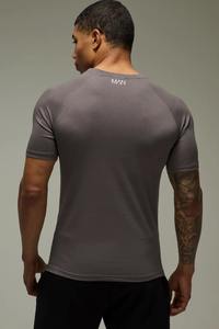 T-shirt de sport à manches courtes pour homme, gris anthracite, coupe ajustée, compression, entraînement, gym - Product Image 5