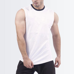 Camiseta sin mangas de algodón 100% para hombre, diseño de punto transpirable, estampado de alto sólido, deportes informales para correr, entrenamientos de gimnasio - Product Image 5
