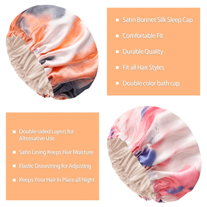 Adjustable Satin <b>Bonnets</b> Customized Color Sleeping Cap Women High Quality Headcovers Elastic Band Custom Printing - Product Image 4