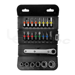 Lematec 23 Pcs 1/4 In Dr Mini Ratchet Wrench Bit Socket Set <b>With</b> Case For Home Repair And Workshop Use - Product Image 5