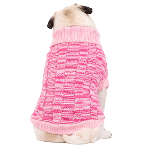 Pink Waffle <b>Dog</b> Sweater Soft Warm Pet Pullover Cozy Winter Knitwear for Small Medium <b>Dogs</b> Cute Texture Stylish Daily Wear - Product Image 2