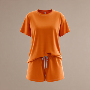 Vêtements de jogging épaule tombante t-shirt short ensemble femmes été Streetwear Shorts deux pièces dames blanc t-shirt haut femmes - Product Image 6