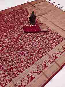 Vêtements occasionnels Soft Khadi Georgette Avec Tissage Travail Saree Femme Mode Vente en Gros Usine Fabricant et Fournisseur - Product Image 4