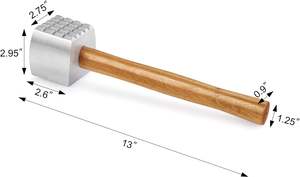 Wood Handle Aluminum <b>Meat</b> Tenderizer/<b>Mallet</b>/Hammer, 13-Inch Overall Brown Wood <b>Meat</b> <b>Mallet</b> Tenderizer Tool - Product Image 3
