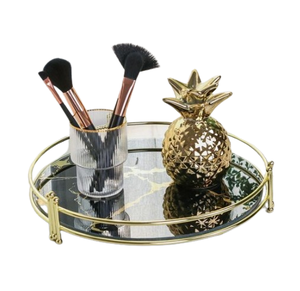 <b>Gold</b> Candle Tray with High Rim 2024 Trending <b>Mirror</b> Tray Vintage Christmas Metal Serving Tray Oriental Table Decor - Product Image 6