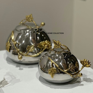 Wholesale Ramzan Collection <b>Snacks</b> <b>Bowl</b> Gold Plated Aluminum with Texture Leafy Design Polished Metal Dates & Nuts Serving <b>Bowl</b> - Product Image 4