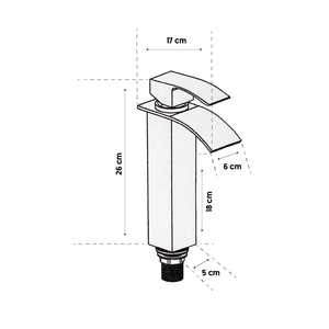 ก๊อกน้ำอ่างล้างหน้าสีดำแบบติดตั้งบนเคาน์เตอร์ Noto Tall Waterfall Mat - Product Image 4