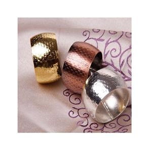 Ensemble de 3 anneaux de serviette en métal martelé de qualité supérieure, forme ronde, pour utilisation sur table d'hôtel - Product Image 1