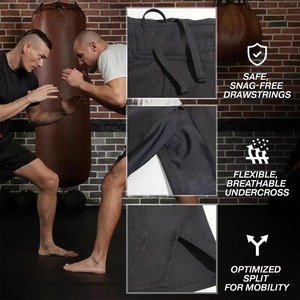 Shorts de combat de judo unisexe noirs en gros, légers, durables, 220g, séchage rapide, avec fonction extensible, 100% coton - Product Image 5