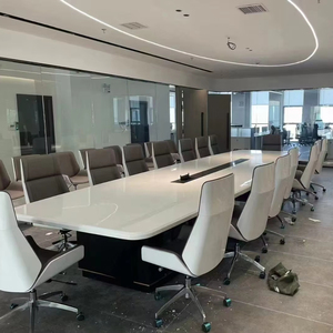Customizable White Zero-Origin Conference Table <b>Large</b> Modern Aluminum Base MDF Office Furniture for Hotel School Use 6-14 People - Product Image 4