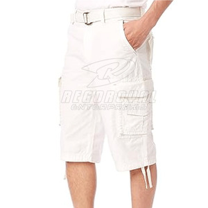 กางเกงขาสั้นคาร์โก้ของผู้ชายกางเกงขาสั้นคาร์โก้สีพื้นหลายกระเป๋า - Product Image 4
