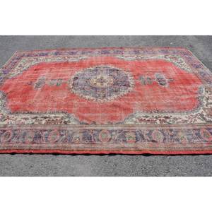 Alfombra de lana Bohemia clásica persa Vintage, retales rojo y azul, área grande de 7,3 'X 10,7 ', pasillo Rectangular para entrada, sala de estar, látex - Product Image 3