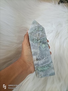 พีระมิดคริสตัลมอสอาเกต หินธรรมชาติขัดเงา ของสะสมงานศิลปะ ตกแต่งบ้าน - Product Image 4