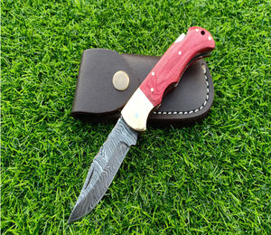 Cuchillo de bolsillo de acero damasco hecho a mano cuchillo plegable de uso diario navaja de afeitar borde afilado calidad artesanal - Product Image 1
