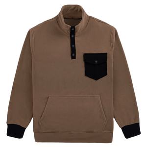 Sweat-shirt polaire lourd vêtements hiver streetwear veste polaire en polyester haute qualité col montant bouton pression bloc de couleur - Product Image 1
