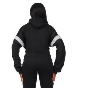 Nueva moda de alta calidad Color sólido mujer chaqueta sudaderas con capucha pantalones casuales traje Chaqueta de manga larga con capucha conjunto de dos piezas chándal - Product Image 4