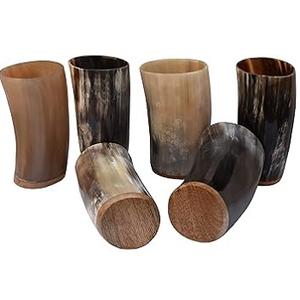 Tasses à corne de Viking en verre naturel faites à la main Tasse à corne à boire de style animal avec technique polie en agate - Product Image 1