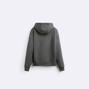 เสื้อมีฮู้ดเอวลอยสำหรับผู้ชายทรงโอเวอร์ไซส์ผ้าระบายอากาศมีลายปักโลโก้เรียบๆมีสไตล์ - Product Image 3