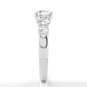 แหวนเพชรห้าเม็ดสำหรับผู้หญิงแหวนเพชรแบบตัดกลมสีขาวทอง14K แบบปรับแต่งได้ - Product Image 4