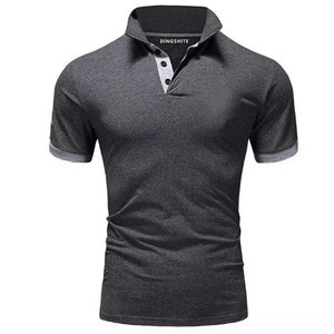 Hommes de marque de haute qualité pour polos pour l'été respirant à manches courtes avec tissu tricoté à motif solide brodé - Product Image 2