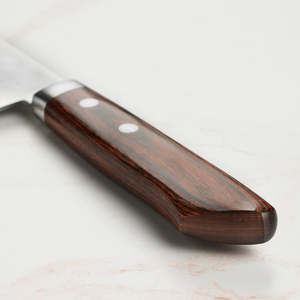 Vente en gros de coutellerie OEM ODM personnalisée Chef professionnel en acier au carbone fait à la main avec bois de Pakka brun et acier inoxydable - Product Image 2