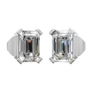 Pendientes de Oro Sólido de 14k con Moissanita Corte Esmeralda VVS D, Chapados en Rodio, Regalo para Damas, Bodas, Compromisos y Fiestas - Product Image 1
