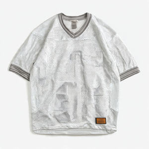 เสื้อฟุตบอลคอวีพิมพ์ลาย 100% โพลีเอสเตอร์ตาข่าย เสื้อฟุตบอลตาข่ายสำหรับฝึกซ้อมกีฬา - Product Image 5